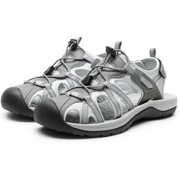 Hiking Sandals Men\'s Light Gray Athletic Cushioned Closed Toe Fisherman Shoes main image 5